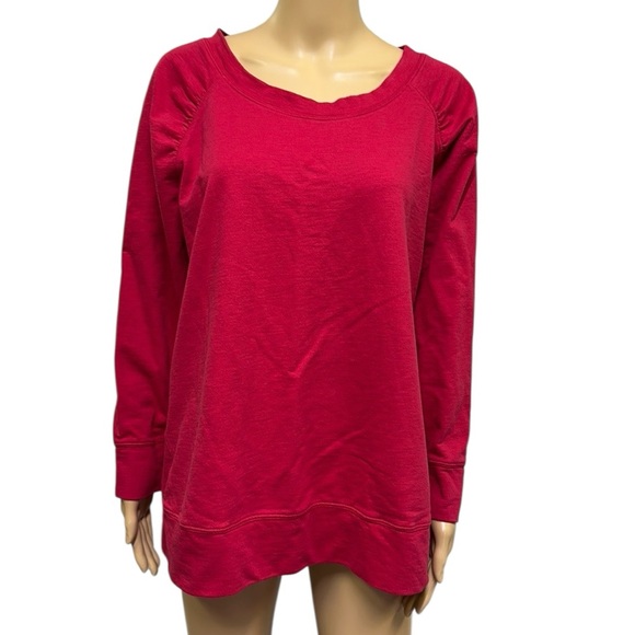 Avenue Knit Studio Red Ruched Shoulder Long Sleeve Lightweight Sweatshirt 18 20 - Picture 3 of 10